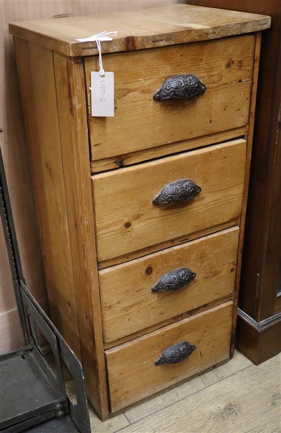 A small Victorian four drawer pine chest Height 80cm